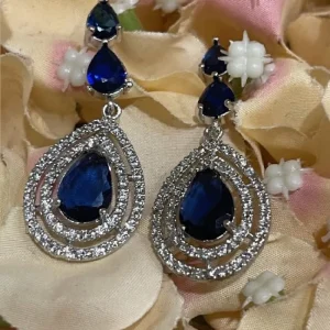 American Diamond Studded Necklace and Drop Earrings - Image 2