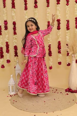 Girls Floral Printed Sharara Set - Image 3