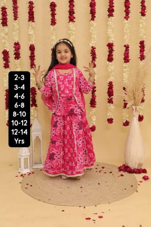Girls Floral Printed Sharara Set - Image 1