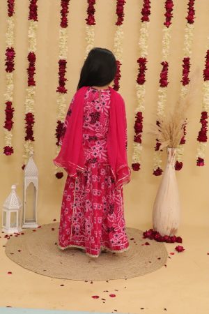 Girls Floral Printed Sharara Set - Image 4