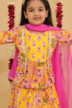 Girls Floral Printed Sharara Set - Image 5