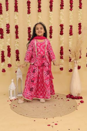 Girls Floral Printed Sharara Set - Image 9