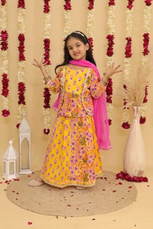 Girls Floral Printed Sharara Set - Image 2
