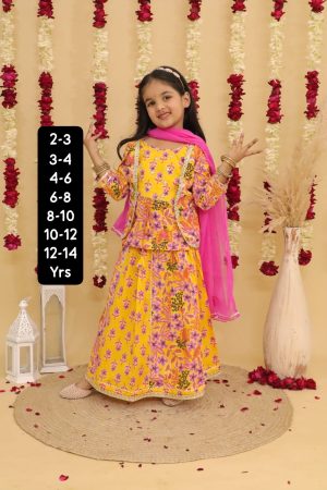 Girls Floral Printed Sharara Set - Image 10