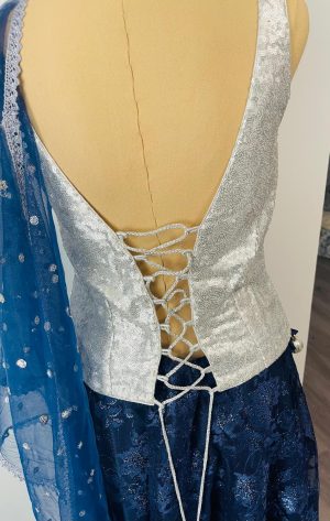 Midnight Blue Sequin Lehenga Set - Image 2