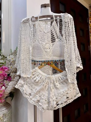 Bohemian 3 piece Crochet Beach Co-ord Set - Image 2