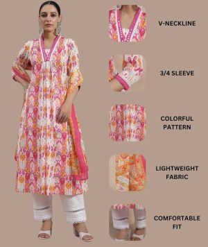 Three Piece Kurta Pant Dupatta Set - Image 2