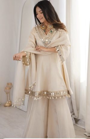 Mirror work Kurti with Sharara & dupatta - Image 1