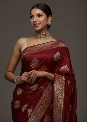 Satin Buti Stonework Saree - Image 2