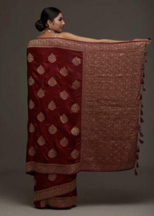 Satin Buti Stonework Saree - Image 5