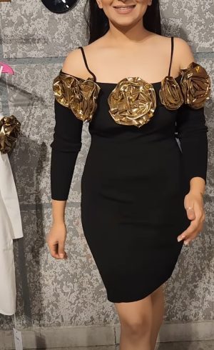 Elegant Black and Gold Party Dress. - Image 2