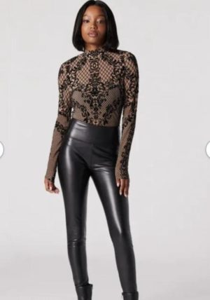 Mock-neck Stretchable Bodysuit - Image 1