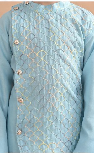Embroidered Angrakha Kurta Set - Image 6