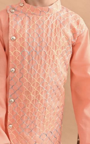 Embroidered Angrakha Kurta Set - Image 4