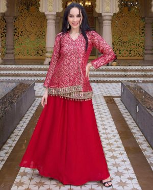 Brocade Outfit with Flared Pants - Image 2