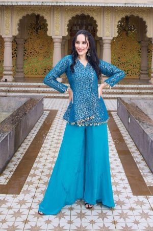 Brocade Outfit with Flared Pants - Image 1