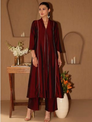 Silk Blend Solid Kurta Set - Image 1
