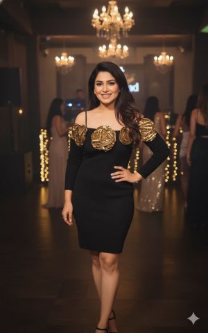 Elegant Black and Gold Party Dress. - Image 1
