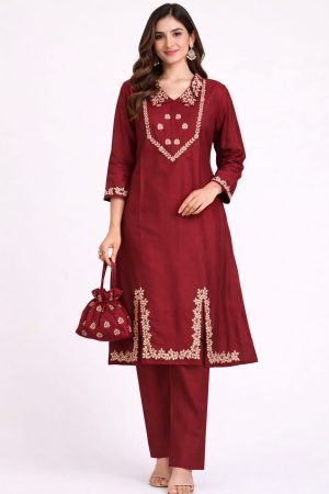 Muslin Fabric Kurti Set with Pant - Image 2