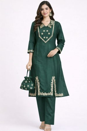 Muslin Fabric Kurti Set with Pant - Image 3