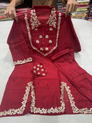 Muslin Fabric Kurti Set with Pant - Image 7