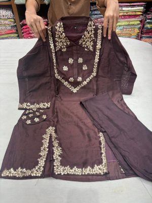 Muslin Fabric Kurti Set with Pant - Image 5