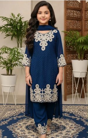 Georgette Embroidered Kurta Set - Image 1