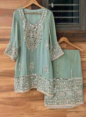 Shimmer Tissue Sharara Suit - Image 4