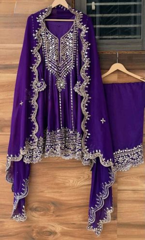 Flared Shirt with Farshi Salwar - Image 4