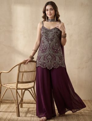 Cutdana Embroidered Palazzo Suit - Image 1