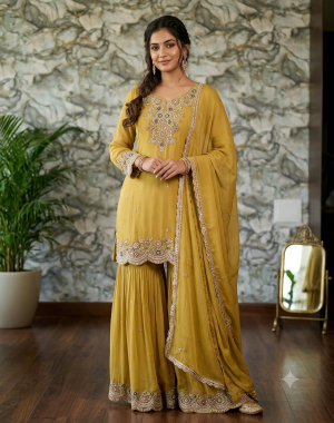 Embroidered Chinon Sharara - Image 1
