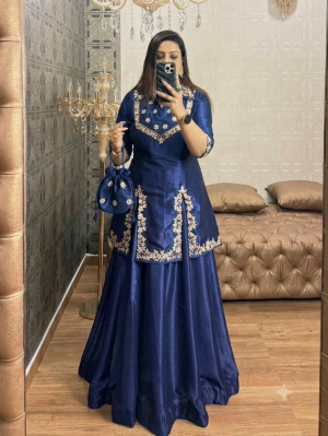Russian Silk Gota Patti Embroidered Set - Image 1
