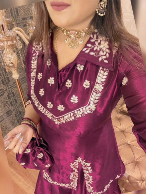 Russian Silk Gota Patti Embroidered Set - Image 3