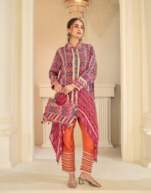 Natural Crepe Silk Set with Bag - Image 8