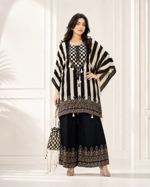 Striped Crepe Kaftan - Image 1