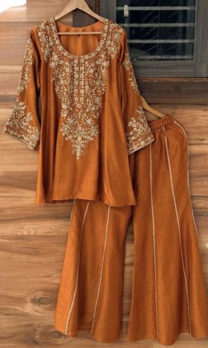 Raw Silk Designer Sharara - Image 14