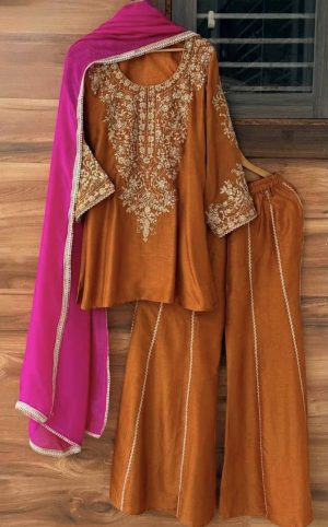 Raw Silk Designer Sharara - Image 3