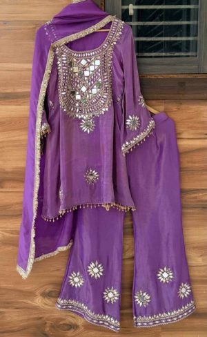 Shimmering Elegance with Mirror-Work Charm - Image 3