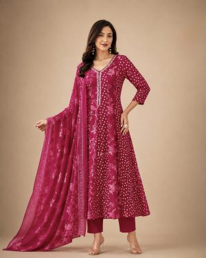 Elegant Printed A-Line Suit - Image 1