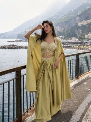Embroidered Cape-Style Drape Set - Image 1
