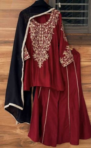 Raw Silk Designer Sharara - Image 4
