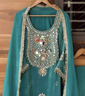 Shimmering Elegance with Mirror-Work Charm - Image 12
