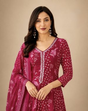 Elegant Printed A-Line Suit - Image 3