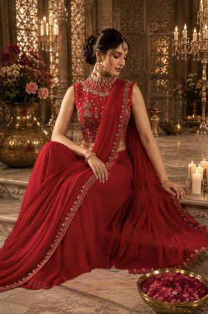 Chinnon Silk Draped Saree Dress - Image 4