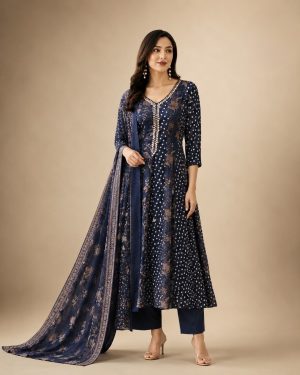 Elegant Printed A-Line Suit - Image 2