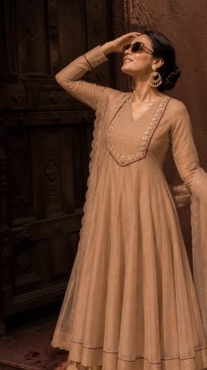 Mul Chanderi Anarkali - Image 3