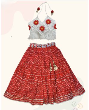 The Crochet top & Bandhani Lehenga - Image 2