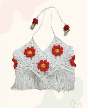The Crochet top & Bandhani Lehenga - Image 3