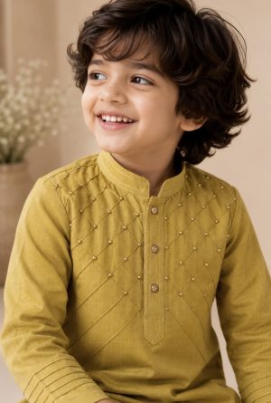 Ethnic Linen Kurta Pant with beadwork - Image 5