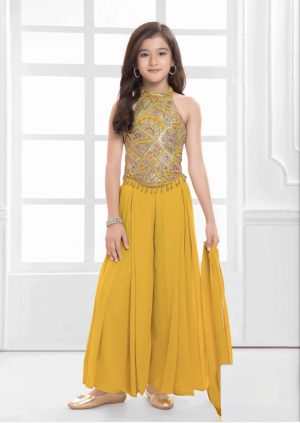 Georgette Halter Top with Palazzo & Dupatta - Image 1